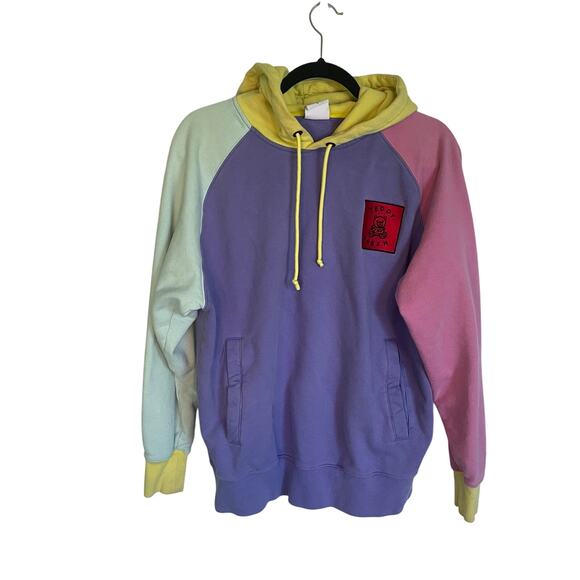 Teddy Fresh Pastel Colorblock Hoodie 100% Cotton Long Sleeve Men's Size Small - Picture 1 of 13